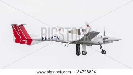 Leeuwarden, The Netherlands - June 11, 2016: Martinair Flight Academy Prop Plane During A Demonstrat
