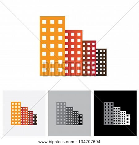 Colorful Commercial Buildings, Offices, Apartments Vector Logo Icon