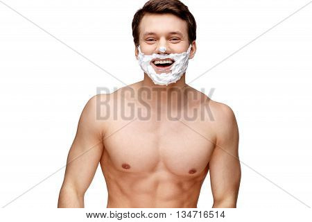 Handsome caucasian young man isolated on white background