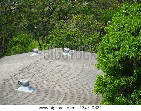 Rotating Ventilator on roof of house in garden