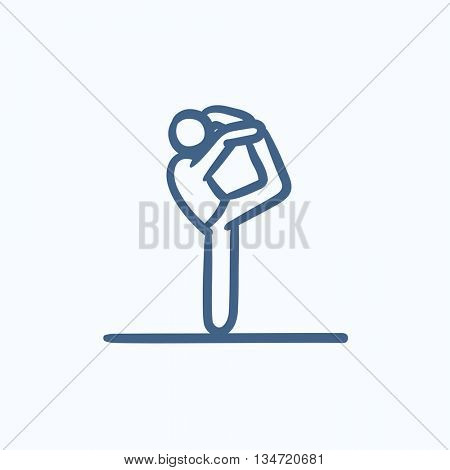 Man practicing yoga vector sketch icon isolated on background. Hand drawn Man practicing yoga icon. Man practicing yoga sketch icon for infographic, website or app.