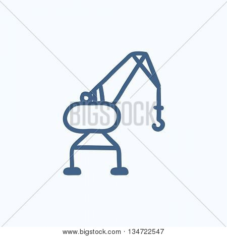 Harbor crane vector sketch icon isolated on background. Hand drawn Harbor crane icon. Harbor crane sketch icon for infographic, website or app.