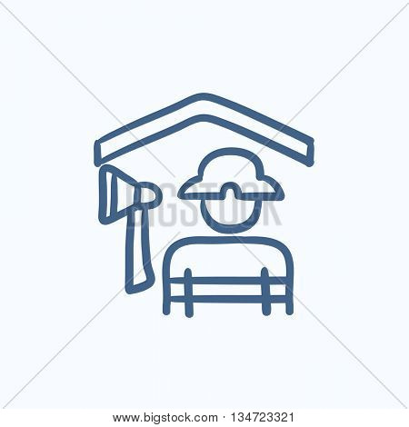 Fireman vector sketch icon isolated on background. Hand drawn Fireman icon. Fireman sketch icon for infographic, website or app.