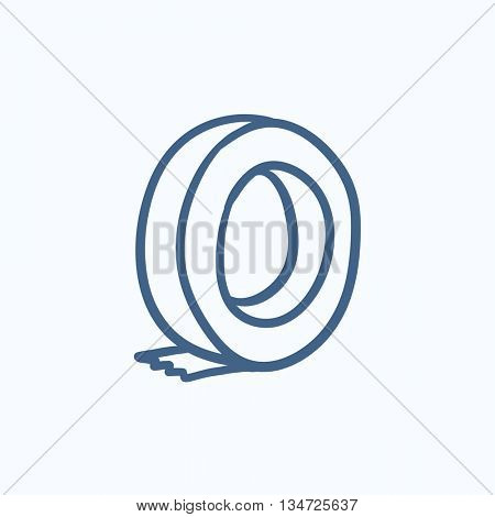 Roll of adhesive tape vector sketch icon isolated on background. Hand drawn Roll of adhesive tape icon. Roll of adhesive tape sketch icon for infographic, website or app.