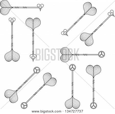 Decorative arrows. arrows. Boho arrows. Fighting arrows. Vector arrows. Design arrows. Art arrows. Flat arrows. Graphic arrows. Set of arrows.