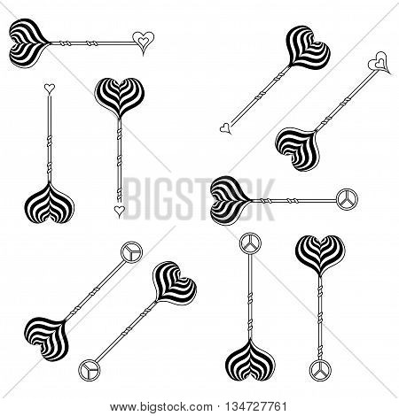 Decorative arrows. arrows. Boho arrows. Fighting arrows. Vector arrows. Design arrows. Art arrows. Flat arrows. Graphic arrows. Set of arrows.