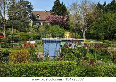 Verneuil sur Seine France - mai 2 2016 : the allotment garden in spring