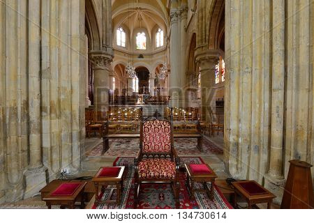 Triel sur Seine France - april 12 2016 : the gothic and renaissance Saint Martin church