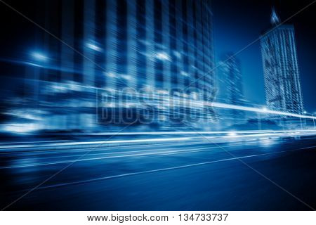 motion blurred car at bridge,tianjin city,china.