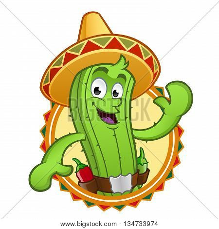 Sympathetic cactus, wearing a typical Mexican hat