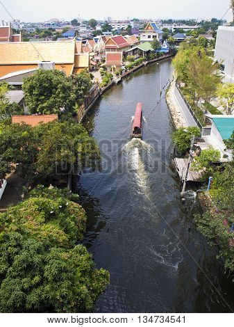 Long Tail speed Boat in Bangkok Canal