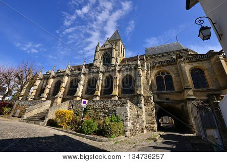 Triel sur Seine France - april 12 2016 : the gothic and renaissance Saint Martin church