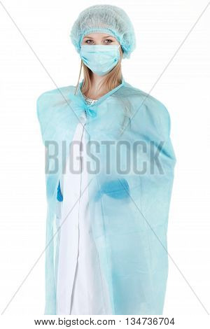 Young attractive doctor isolated over wite background