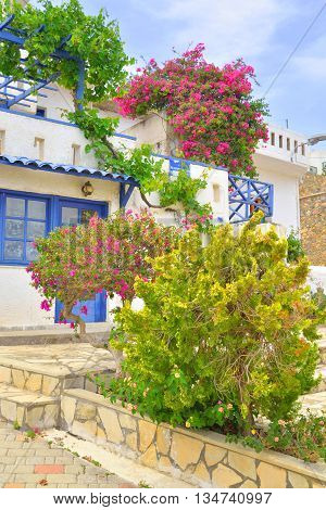 The street in the historic part of Piskopiano Crete Greece.