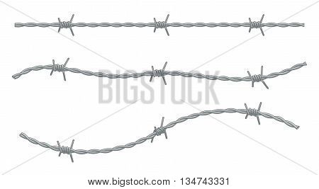 three pieces of barbed wire, connection possible.