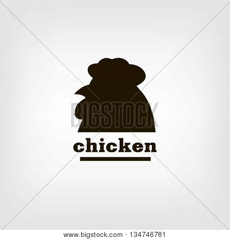 silhouette chicken head. black icon on a black background