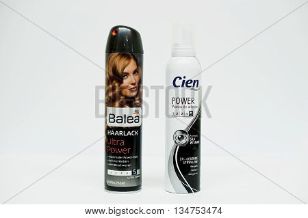 Berezovitsa, Ukraine - Circa June, 2016: Set Of Hairspray Balea And Hair Foam Cien