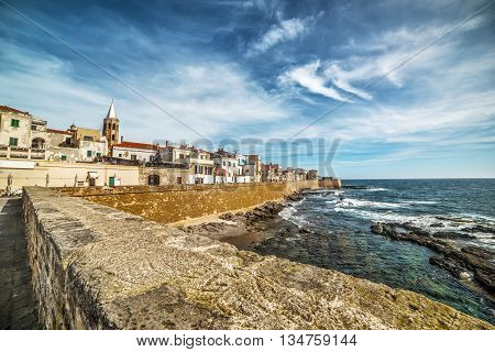 Alghero promenade on a cloudy spring day Italy