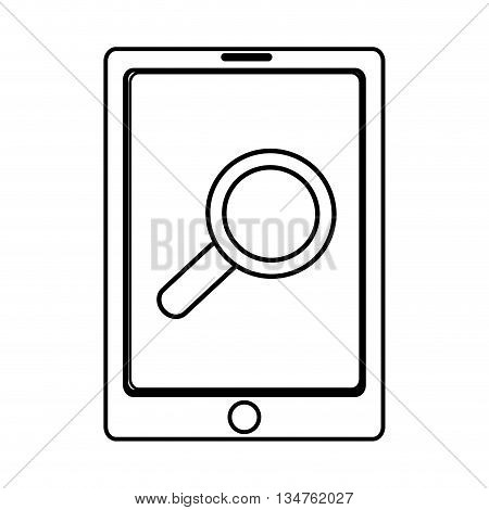 electronic device with lens icon on the screen over isolated background, commerce concept , vector illustration