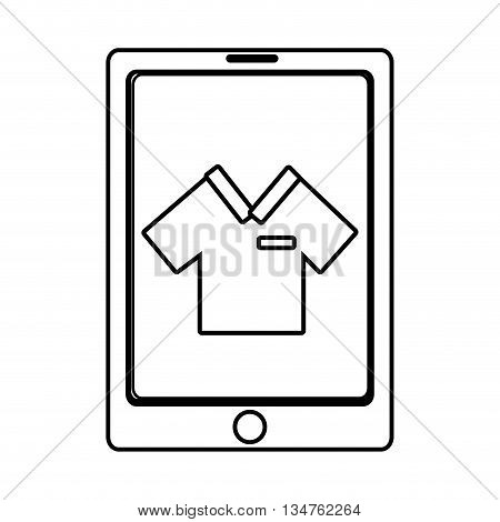 electronic device with shirt icon on the screen over isolated background, commerce concept , vector illustration