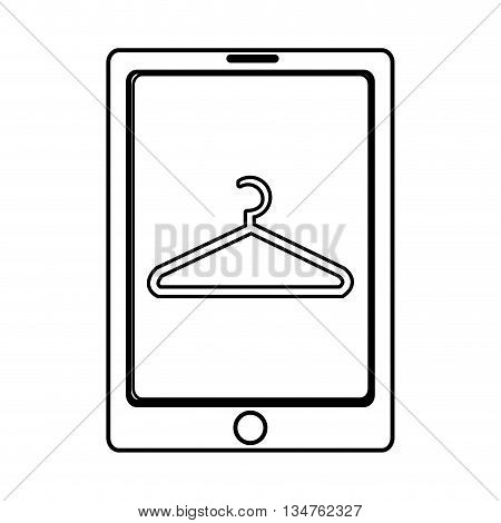 electronic device with clothespin icon on the screen over isolated background, commerce concept , vector illustration