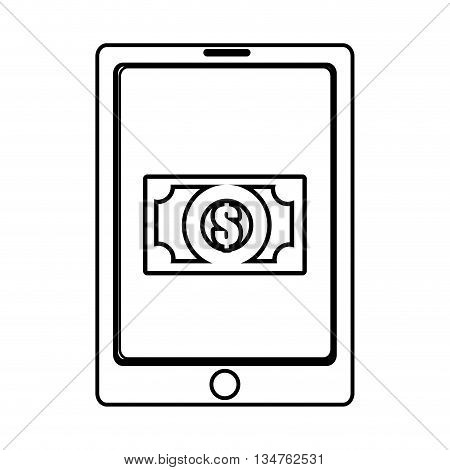 electronic device with bill icon on the screen over isolated background, commerce concept , vector illustration