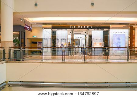 KUALA LUMPUR, MALAYSIA - MAY 09, 2016: inside of Suria KLCC. Suria KLCC is located in the Kuala Lumpur City Centre district. It is in the vicinity of the landmark the Petronas Towers.