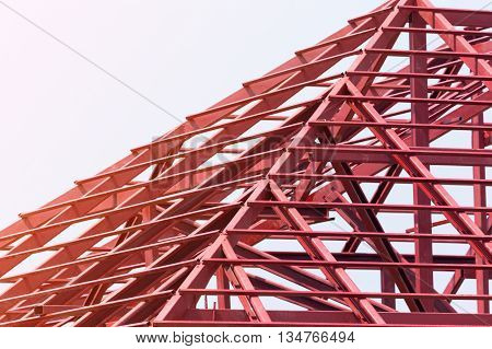 Structural Steel Beam On Roof Of Building Residential Construction