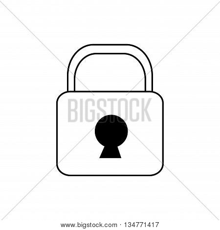 simple black line closed safety lock with keylock in the center vector illustration isolated over white