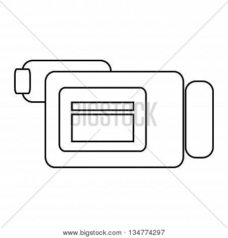 simple black line videocamera sideview vector illustration isolated over white