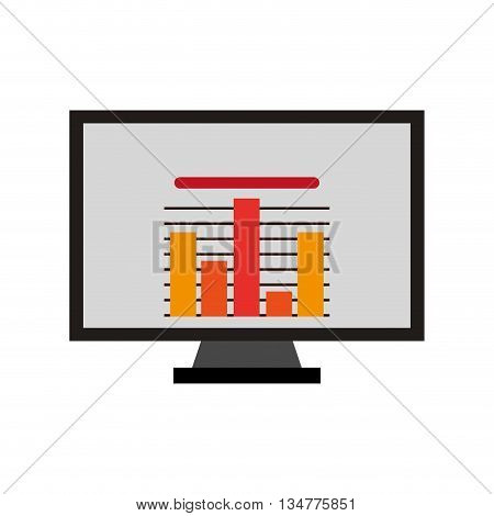 black and grey computer monitor with graphic on the screen vector illustration isolated over white