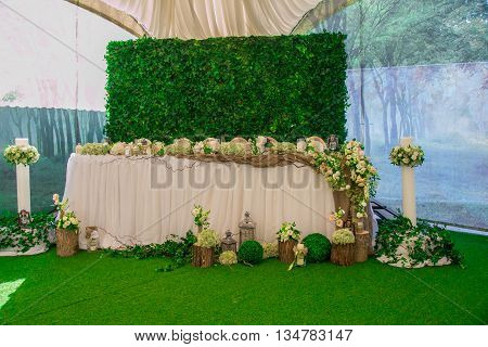 Beautiful wedding set up decoration luxury flower.