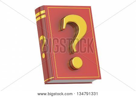 Question Manual concept book with question mark 3D rendering