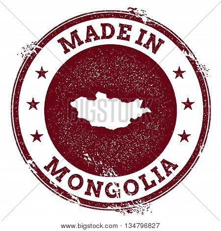 Mongolia Vector Seal. Vintage Country Map Stamp. Grunge Rubber Stamp With Made In Mongolia Text And