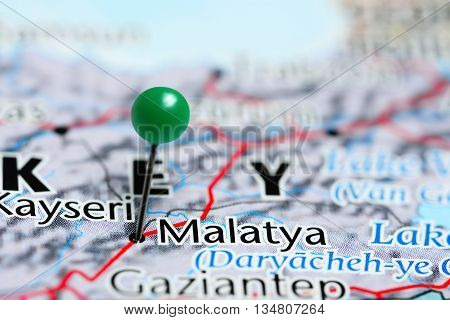 Malatya pinned on a map of Turkey