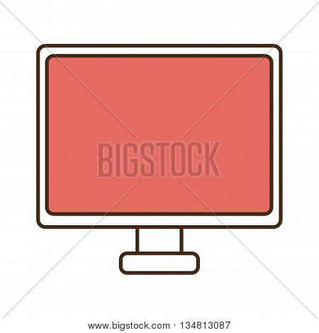 white electronic device  with red screen over isolated background, vecotor illustration