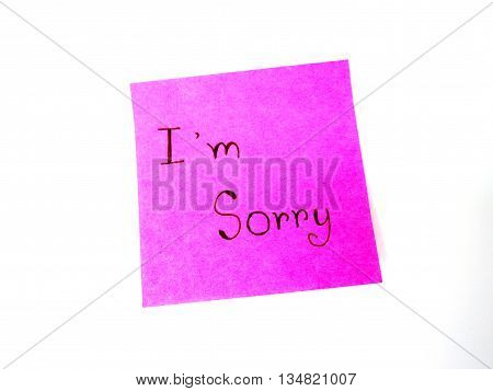 I'm sorry in post it note on white background