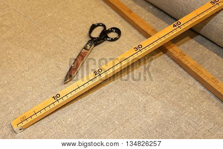 Scissors And The Wooden Meter In Italian Artisan Tailoring
