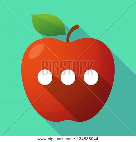 Long Shadow Red Apple Icon With  An Ellipsis Orthographic Sign