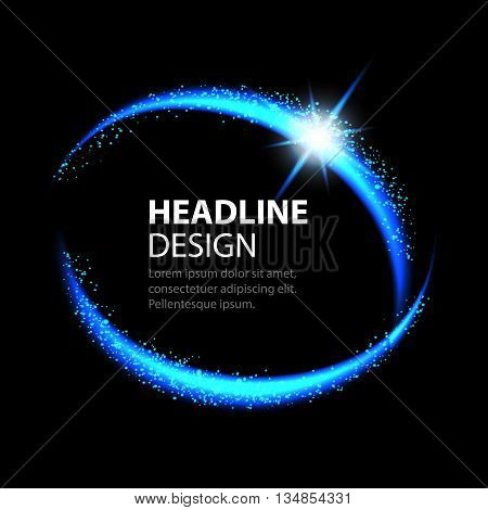 Round energy frame. Shining circle banner. Magic light neon energy circle. Glowing fire ring trace.