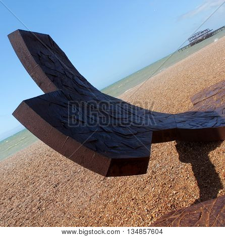 Abstract Beach Scene with old Pier in background. BrightonWest Sussex