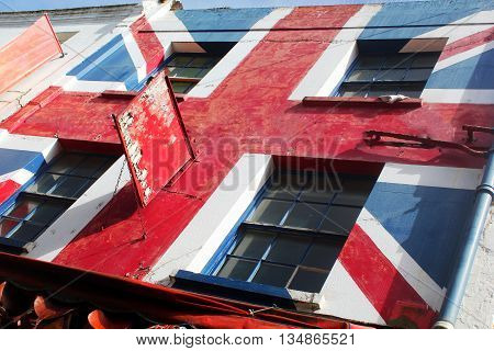 Abstract Creative Union Jack Rustic Building Scene England