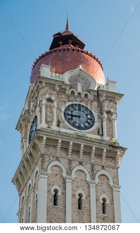Clock tower of Sultan Abdul Samad building near Merdeka Square in Kuala Lumpur Malaysia