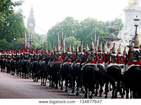 The Household Cavalry Watercolour Effect Trooping The Colour London england