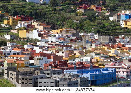 TENERIFE, CANARY ISLANDS, SPAIN - april 06, 2016: View of La Orotava valley and volcano Teide