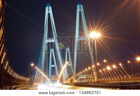 Big Obukhov bridge across the Neva River in St. Petersburg