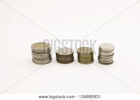 Finance and Money concept, Money coin stack growing graph