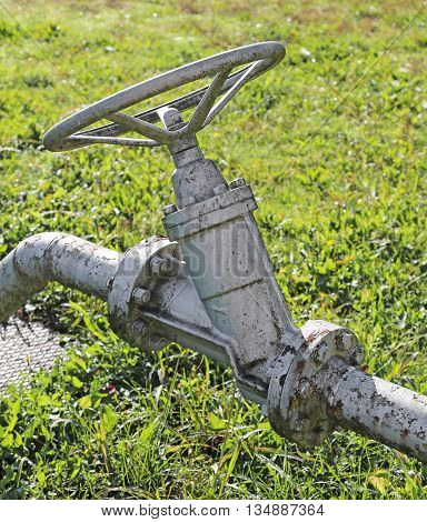 Iron Gate Valve To Close Or Open The Natural Gas Flow From The Warehouse To The Natural Gas Distribu