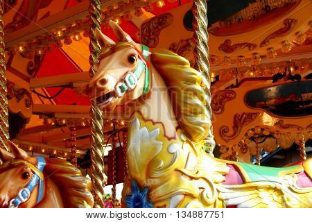Abstract Holiday Carousel Funfair Beach Scene Dorset England