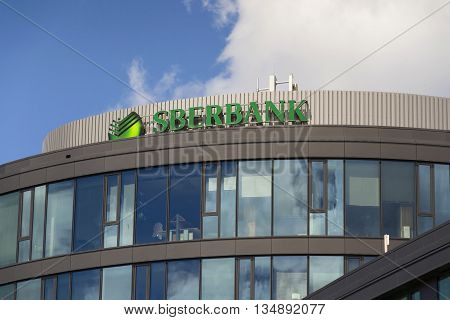 Prague, Czech Republic - June 18: Sberbank Corporation Logo On The Building Of Czech Headquarters On